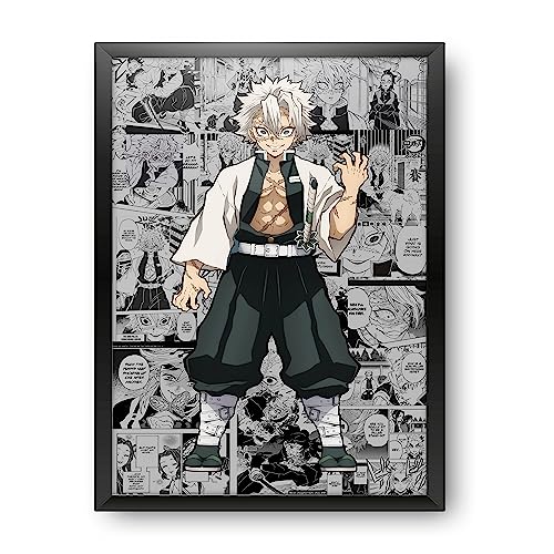 Image of MCSID RAZZ - Demon Slayer - Sanemi Shinazugawa - The Wind Hashira Design A4 Size Poster (With Frame) - Best Gift For Demon Slayer Fans /Best Artifacts To Your Home & Decor /For Anime Fandom