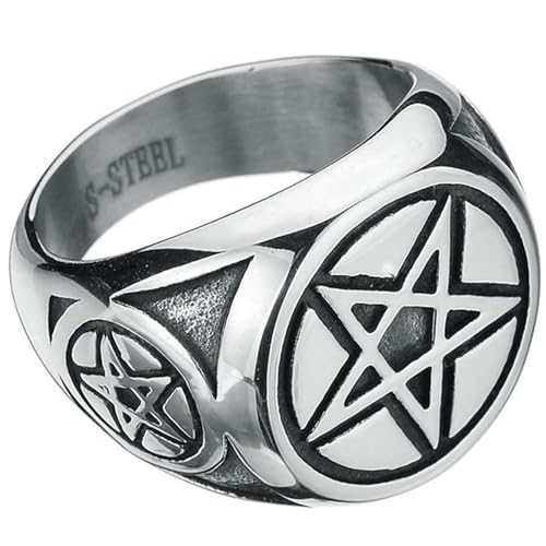Bague homme pentagramme pour look punk gothique en soirée rock