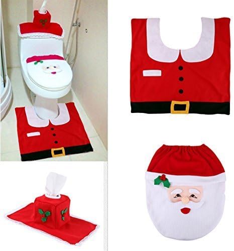 Miniatura 2 de funda de tapa de retrete y tapete de baño, diseño de Santa Claus, de navidad