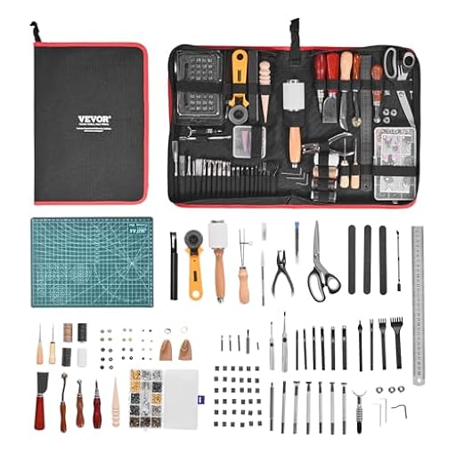 VEVOR 61 Piezas Kit de Herramientas para Trabajar el Cuero con Bolsa de Lona Portátil, Herramientas de Corte para Estampación, Costura y Grabado, para Principiantes, Entusiastas del Bricolaje | Ya disponible en tu tienda friki favorita! En mundofriki.es!
