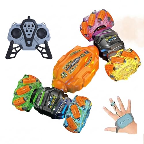 Image of Remote Control Stunt Car for Kids | Drift Stunt Car with Spray Smoke, LED Lights | 4WD Gesture Sensing 360 Rotating Double Sided | Hand Gesture RC Cars for Adults & Kids