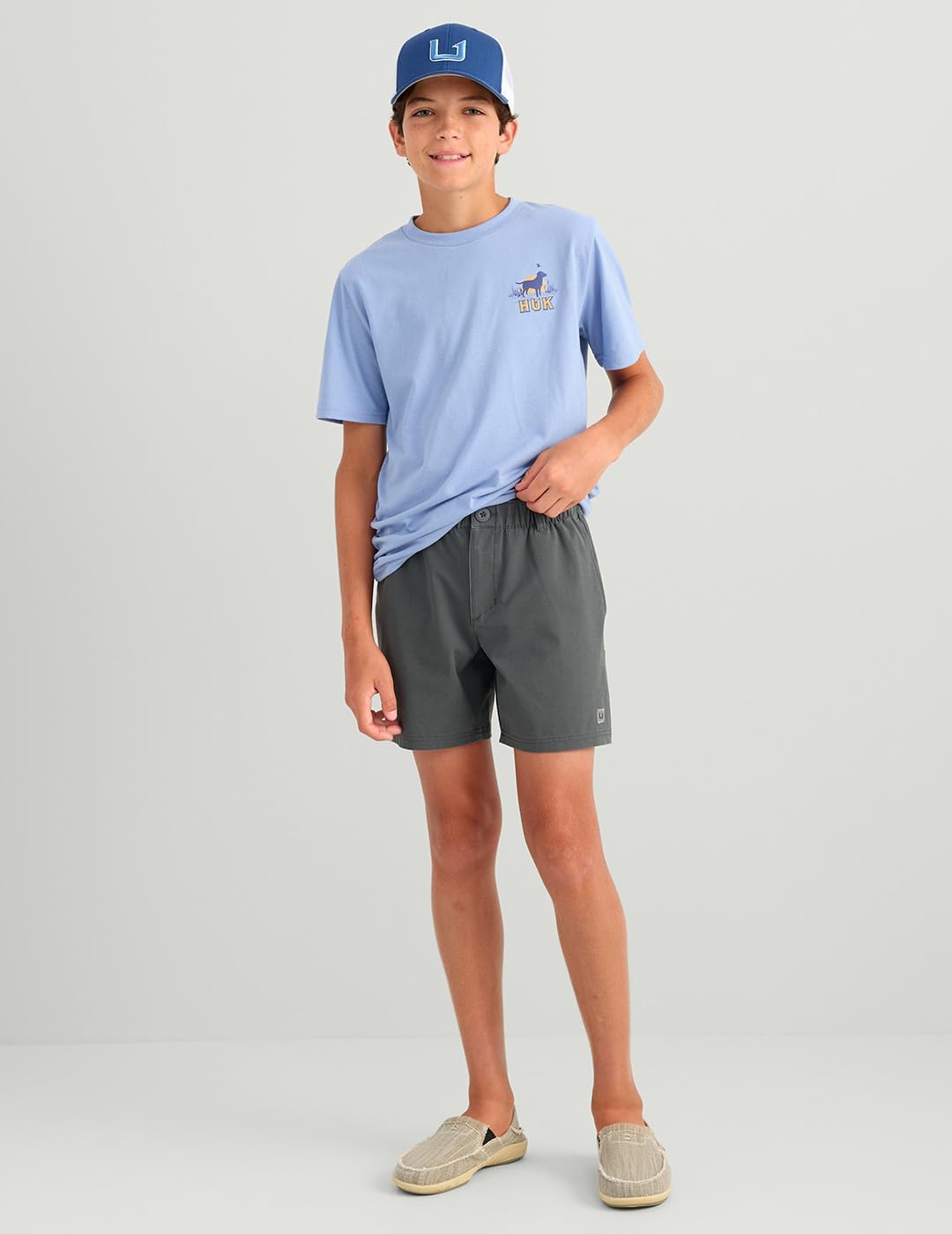 HUK Kids' Shoreside Short, 6" Inseam, UPF 30 Stretch Fishing Short with Elastic Waistband