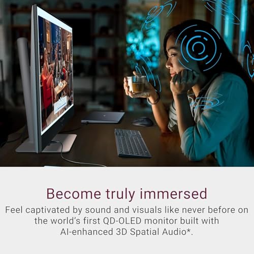 Image of Dell S3225QC 31.6 inch 4K QD-OLED Monitor, AI-enhanced 3D Spatial Audio, 120Hz, 99% DCI-P3, 0.03ms, 1,500,000:1, 1000 nits,5 Speakers,Ergo, Integrated USB Hub,(2) USB Type -C (90w upstream,15w downstream)