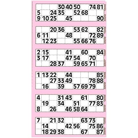 Jumbo Bingo Tickets pads 600 Tickets per pad 6 to view variety of colours (Pink) Cover