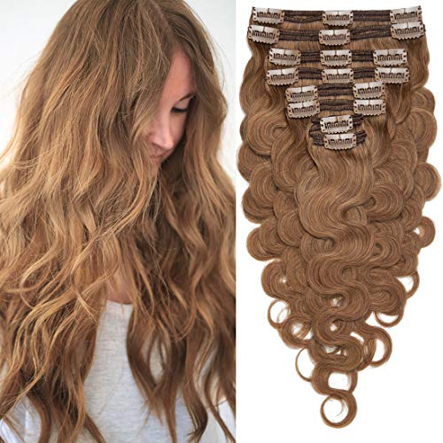 S-noilite Wavy Clip in Hair Extensions Real Human Hair Curly