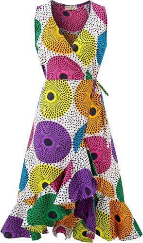 Image of SHENBOLEN Women African Ankara Batik Print Traditional Clothing Casual Party Dress