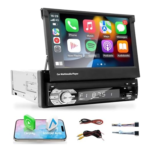 Ezonetronics Indash Autoradio 7 tum dra ner 1 DIN utfällbart skärm bilradio stereo FM Bluetooth MP3 MP4-spelare med USB/SD-port bakre kameraingång+fjärrkontroll 9601