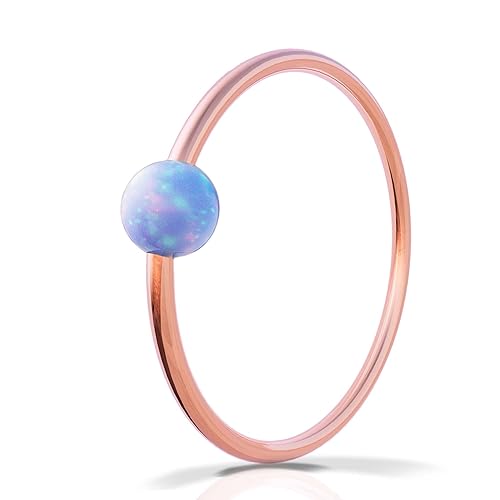 Vista 31 de 14k Gold Filled White Opal Nose Ring - 20 Gauge Cartilage Earring with 8-9mm Hoop Diameter - Perfect Piercing Jewelry for Women and Men
