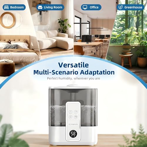 Image of FLYMOON Top Fill 5L Cool Mist Humidifiers with 28dB | Tuya App & Touch Control, Auto-Off, 12H Timer, 50 Hour Runtime, Ultra-fine Mist, Ideal for Bedrooms
