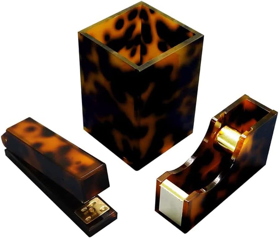 Acrylic Desk Staplers Small Leopard Gold Stapler Portable Desktop Stapler for Desk Stationery Set Office Utility Binding Supplies