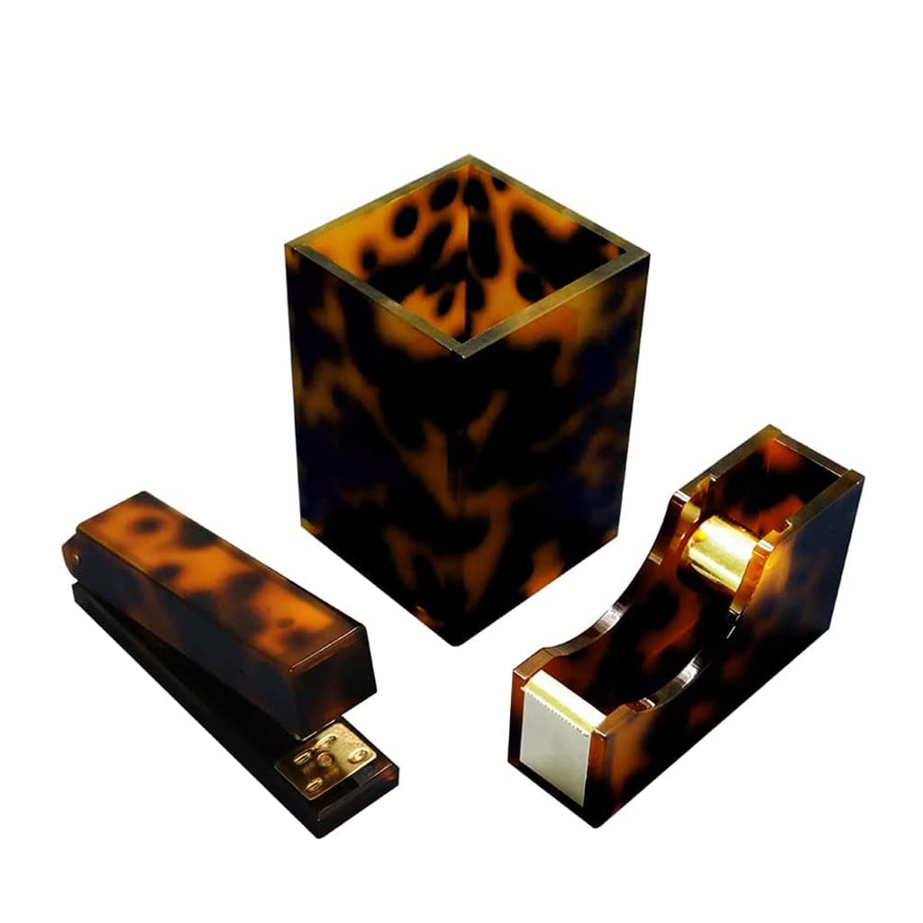 Grapadoras de escritorio de acrílico, grapadora de oro de leopardo pequeña, grapadora de escritorio portátil para juego de papelería de escritorio, suministros de encuadernación de utilidad de oficina