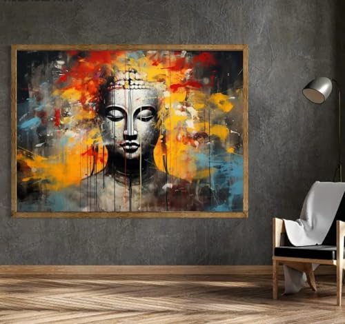 Toile Bouddha abstraite pour apaiser l'ambiance de votre salon