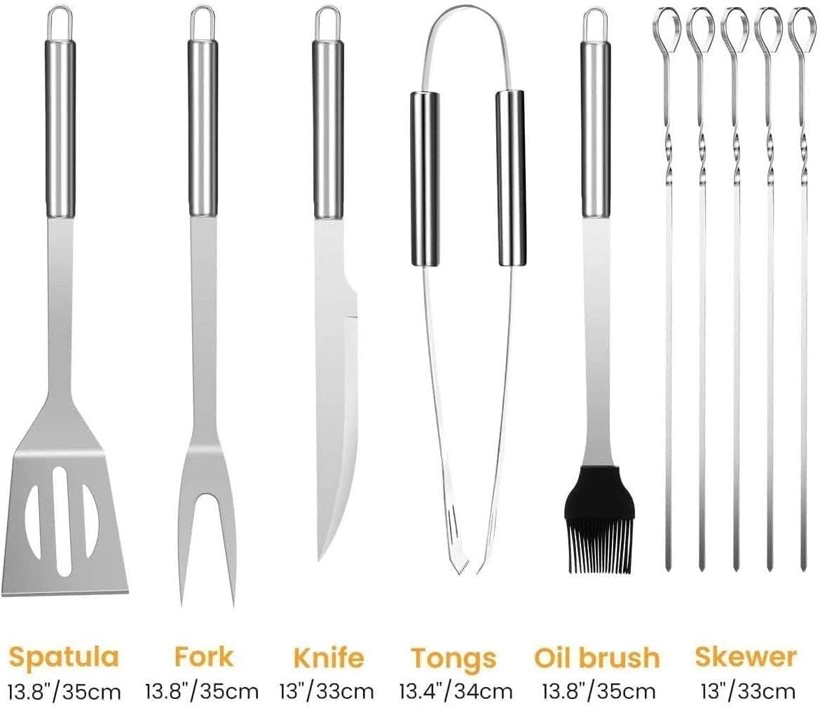 Set di 10 Accessori per Barbecue, Kit di Utensili per Barbecue in Acciaio Inossidabile per Campeggio all'aperto e Cortile