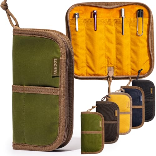 Image of LOCHBY Quattro | Slim and Elegant Pen Pouch, Durable Waxed Canvas, Lightly Padded for Fountain Pen and Mechanical Pencil, Compact Design Holds 4 Pens, for Everyday Carry, Travel and Creative Artists