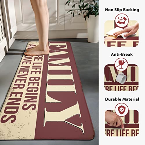 Anti Fatigue Red Kitchen Mats Sets 2 Piece Kitchen Quote Standing Rugs Farmhouse Cushioned Memory Foam Kitchen Floor Mats Non Skid Washable Kitchen Rugs For Sink Laundry Room,17.3X28+17.3X47 Inch #TOP3