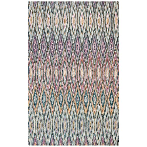 Tapete rectangular Boho de lana hecho a mano 2'x3'