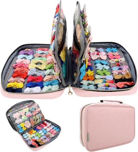 Image of Micom Hair Accessories Storage Bag For Baby Girls, Hair Bow Organizer, Multifunctional Hair Accessories Storage Carrying Case for Display Hair Clips, Headbands, Scrunchies, Travelling Storage Bag