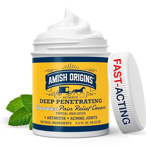 Amish Origins Arthritis Pain Relief Cream - 3.5 oz - Maximum Strength Deep Penetrating for Joint, Muscle, Knee, Back, Feet, Hand, Ankle, Aches, 1 Pack