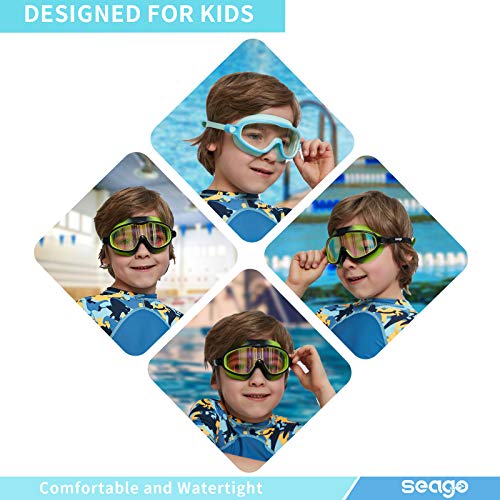 Seago 2 Pack Swim Goggles for Kids 3-14 Anti-Fog & UV Wide View Boys Girls - image 6