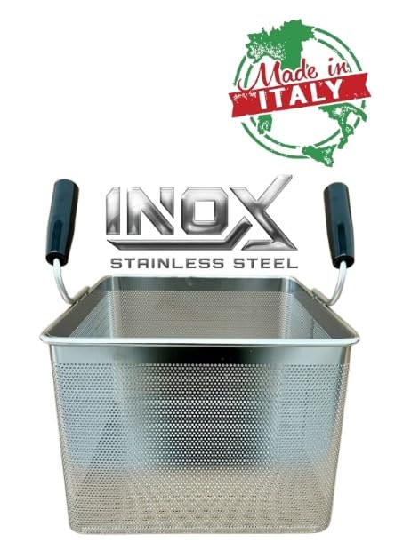 FBR0276 - CESTINO MADE IN ITALY CUOCIPASTA PROFESSIONALE 2/3 2 MANICI 296X328X215H MM IN ACCIAIO INOSSIDABILE AISI 304 CESTELLO CUOCI PASTA INOX GN 2/3