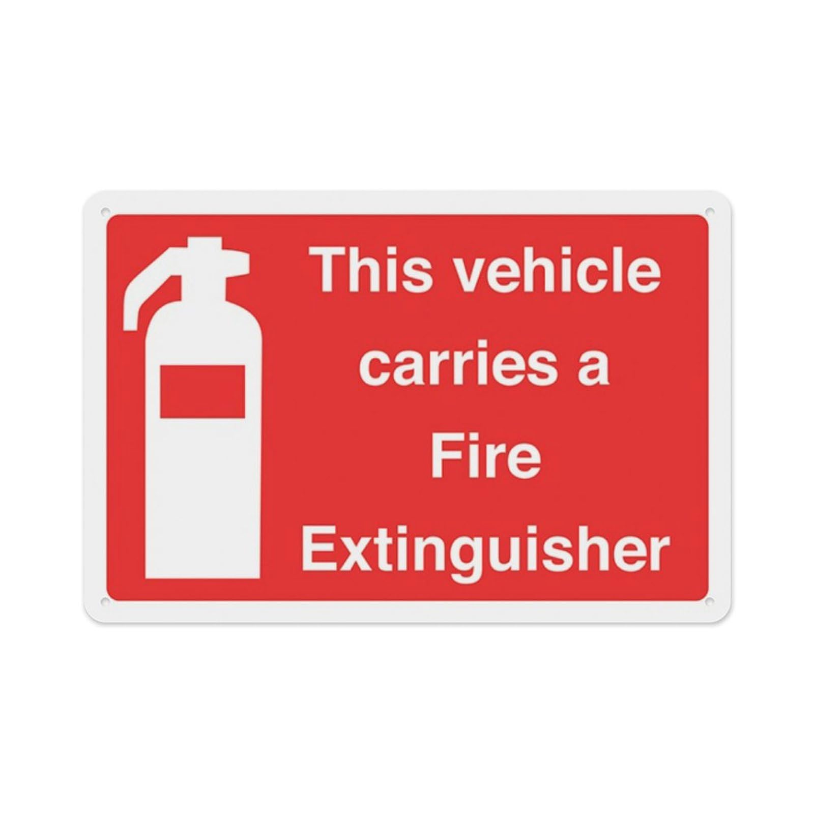 peiyeety This Vehicle Carries A Fire Extinguisher Aluminum Tin Warning Signs For Home Outdoor Garden 12X16 Inches