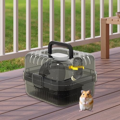 Cage pour hamster et rongeur portable noire avec accessoires - 7