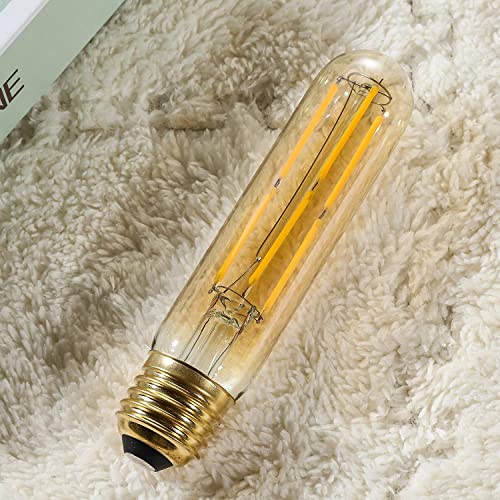Dimmable E26 Edison Bulb 6W Equal 60 Watt Light Bulb Ac120V Warm White 2700K Amber Glass Edison Light Bulbs 60 Watt 600Lm Tubular T10 Led Bulb For Rustic Pendant,Chandeliers,Wall Sconces,Vanity 3Pack #TOP5