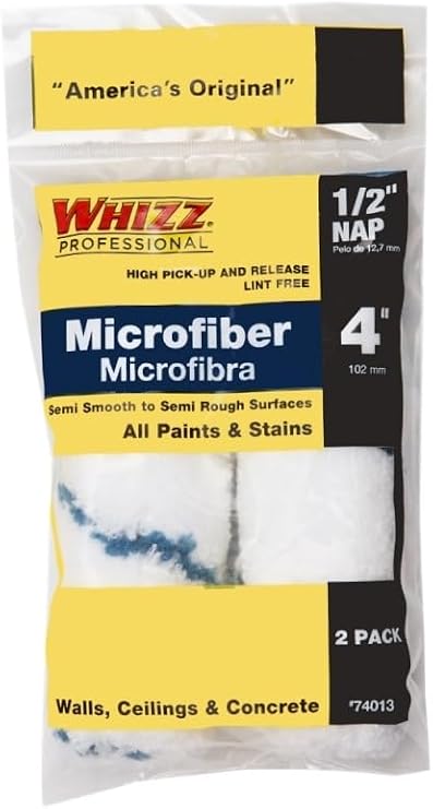 Whizz 74013 4 x 0.5 in. Microfiber Roller Refill44; 2 Pack