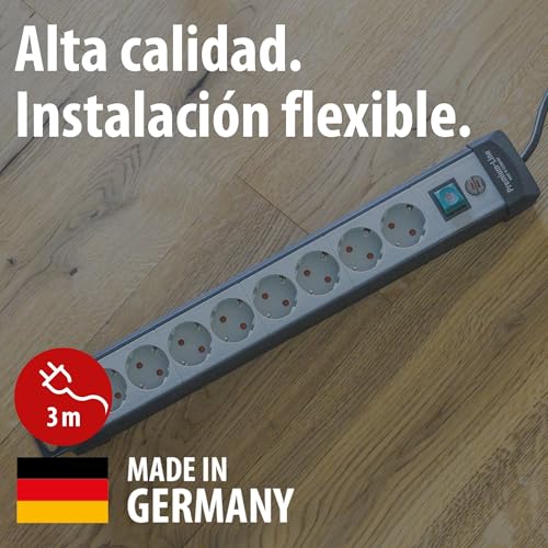 Regleta de 8 tomas Brennenstuhl con cable de 3m e interruptor negro 3