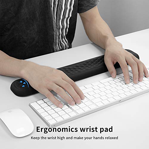 Image of VAYDEER Keyboard Wrist Rest Pad Padded Memory Foam Hand Rest Support for Office, Computer, Laptop, Mac Typing and Wrist Pain Relief and Repair(17.32inch,Black)