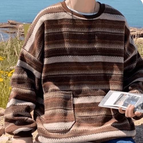 LRF Crew Neck Sweater Knit Sweater Striped Sweater Fall Sweaters Casual Sweater Vintage Sweater Trendy Sweater3