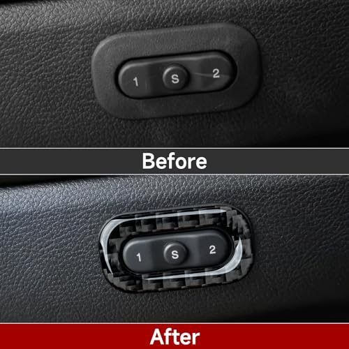 Image of Car Seat Memory Button Cover Decals for 2011-2020 Dodge Durango / 2011-2021 Jeep Grand Cherokee WK2 /2022 WK Accessories Carbon Fiber Stickers