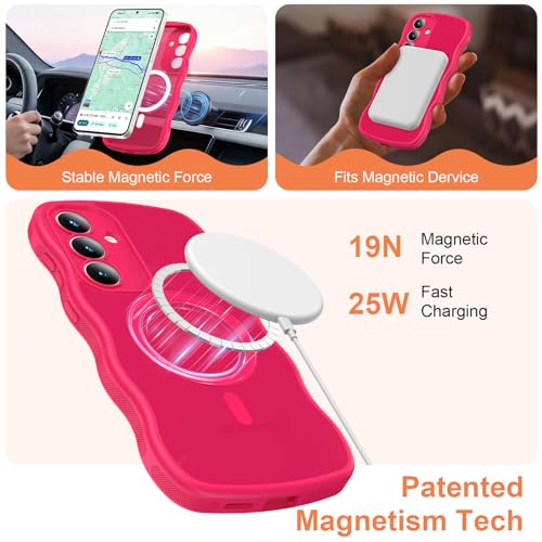 Mangix for Samsung Galaxy S25 FE Case,Full Camera Protection Wave Soft-Touch Skin Frame Translucent with Screen Protector, Military-Grade Matte Funda para S25FE S 25 FE (Hot Pink) by Mangix - Image 3