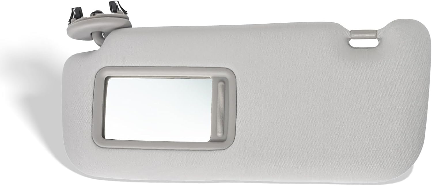 Gray Sun Visor Left Driver Compatible with Corolla 2009 2010 2012 2013 W/Mirror Front Left Side Sunvisor 74320-02711-E0