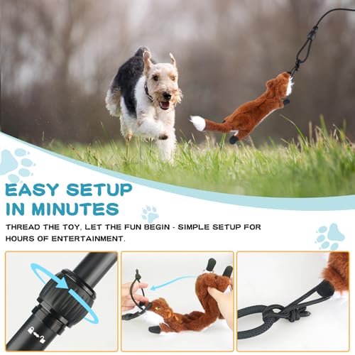Flirt Pole for Dogs - Heavy Duty Interactive Dog Rope Toy, Agility Training Fishing Pole for Large and Small Breeds, Durable Exercise Stick with Replaceable Tails - Image 6