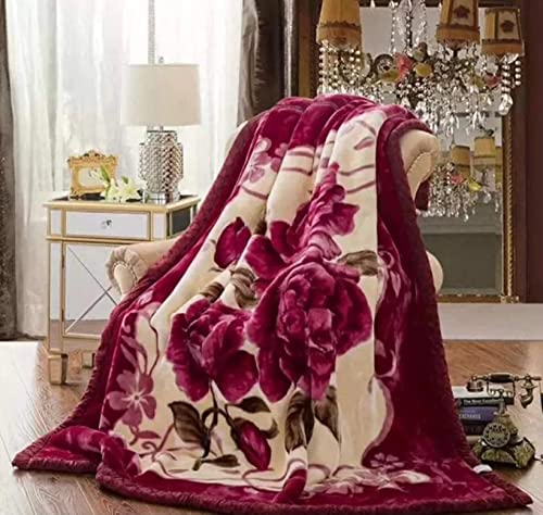 Bezzilish Home Cloudy Super Soft Fabric Floral Printed Mink Heavy Duty Luxury Ultra 2 Ply Single Bed Blanket for Heavy Winters with English Colors & Stylish Bag Packing (Pack of 1)