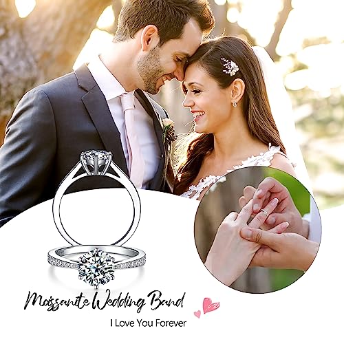 Moissanite Rings for Women, Sterling Silver Lab Created Diamond Engagement Promise Wedding Ring Bands for Her (1.5 carat, 9.5)2