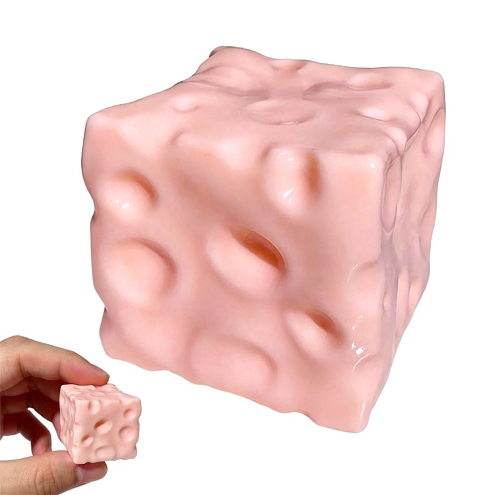 Cheese Squeeze Block Cheese Squeeze Toy Soft Novelty Rebounding Fidget Toy for Party (Pink)