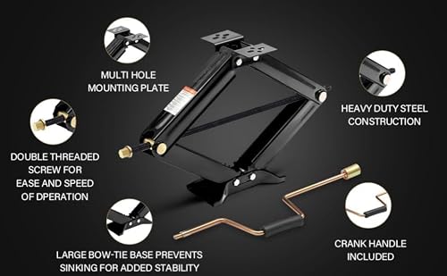 Pafessa USA 24\" RV Scissor Jack Leveling Stabilizer with Hand Crank - 6,500 Pound Capacity - 2 Pack
