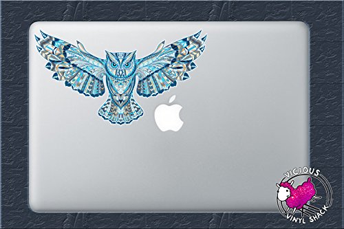 Blue Pattern Flying Owl 6 Inch Color Vinyl Decal