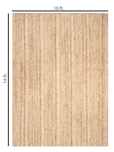 The Knitted Co. 100% Jute Area Rug 10x14 Feet Rectangle- Braided Design Hand Woven Natural Carpet - Home Decor for Living Room Hallways Bedroom (Natural, 10'x14') - Image 2