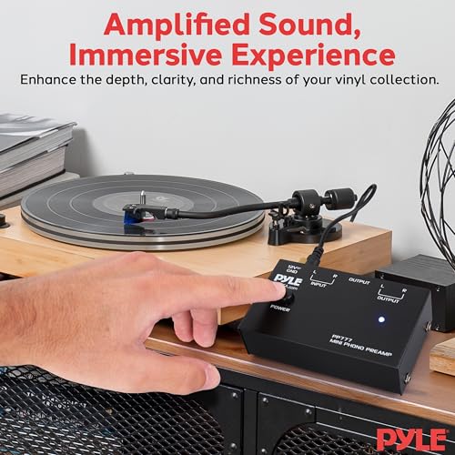 Image of Pyle Phono Turntable Preamp - Mini Audio Stereo Phonograph Preamplifier with RCA Inputs & Outputs, Low Noise Operation, 12V DC Adapter Powered, Compatible with Turntables, Receivers, Speakers & More
