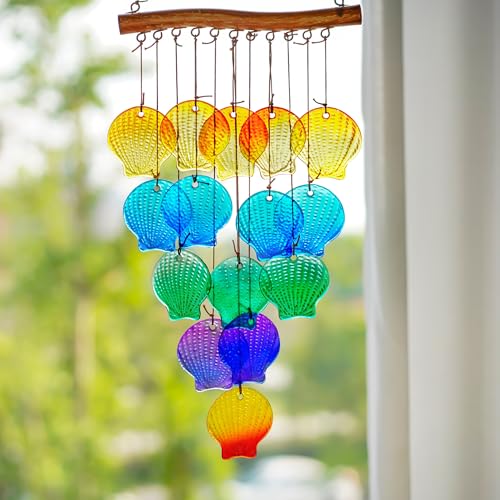Yu Feng 098 Glass Wind Chimes For Outside, Seashells Wind Chime Outdoor cover