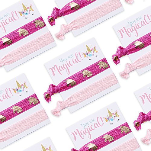 10 Pack of Unicorn Hair Ties- Unicorn Party Favors for Girls Pink