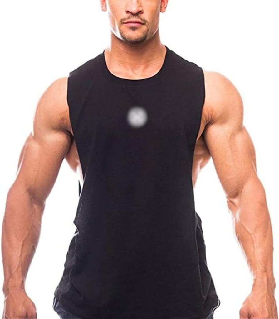 Mens Casual Loose Fitness Tank Tops for Male Side Sleeveless Active Muscle Shirts Vest Undershirts