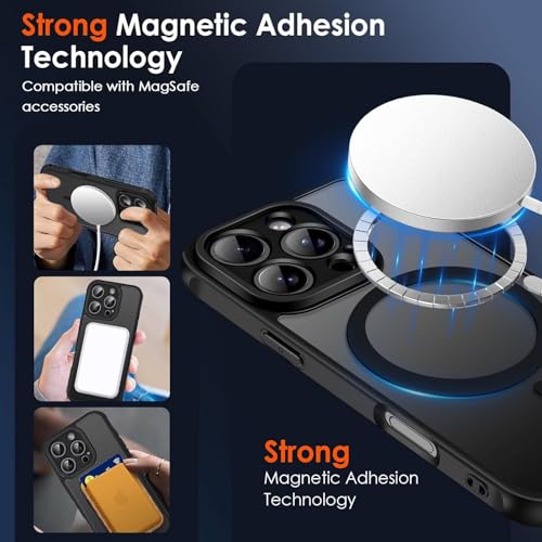 Image of Amozo for iPhone 16 Pro Max Back Case Cover | Defence Series Matte Mag-Safe Camera & Drop Protection Back Cover Case for iPhone 16 Pro Max (Black|Polycarbonate)