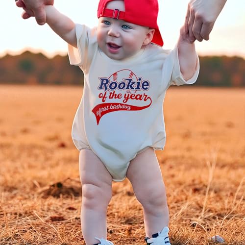 Personalized Rookie Of The Year First Birthday Outfit, Baby Baseball Romper, Custom 1st Birthdays4