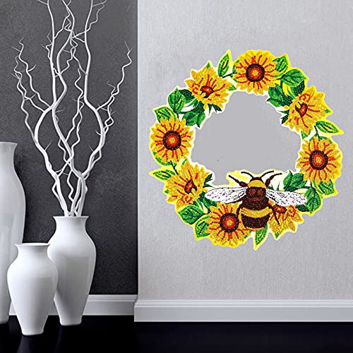 Pybider 5D Diamant Malerei DIY Sonderform Strass Biene Girlande Wand Kranz Teilbohrer Kristall Diamant Malerei nach Zahlen Mosaik Kunsthandwerk für Hauswanddekoration Cover