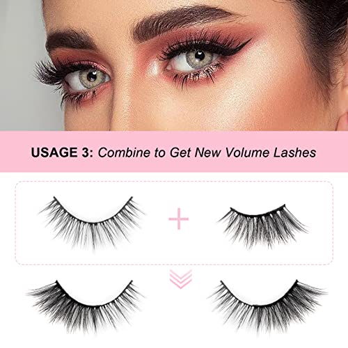 Glowingwin Half Cat Eye Lashes Natural Look Soft Corner 10 works Strip Wispy 3/4 Handmade False Faux Mink Reusable Fluffy Fake Eyelashes - Image 4