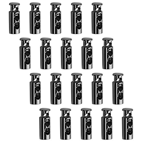 Bluecell 20pcs 4mm Metal 2 Holes Toggle Spring Stop String Cord Locks Toggle Stop Slider Double Holes String Cord Locks (Gray)